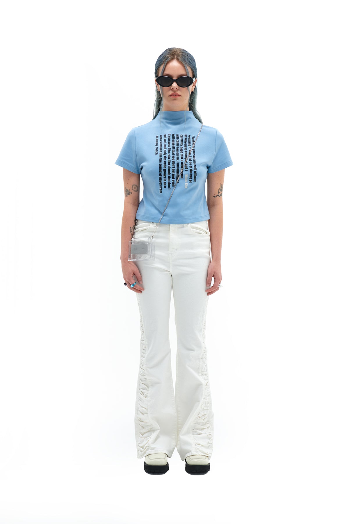 Matin Kim - Shirring Boots Cut Denim Pants (White) product image 5 | TRAB K-Fashion Australia