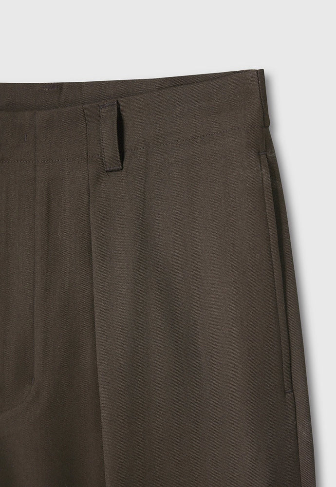 Tonywack - Wool Twill Pleated Wide Trousers (Brown) product image 12 | TRAB K-Fashion Australia