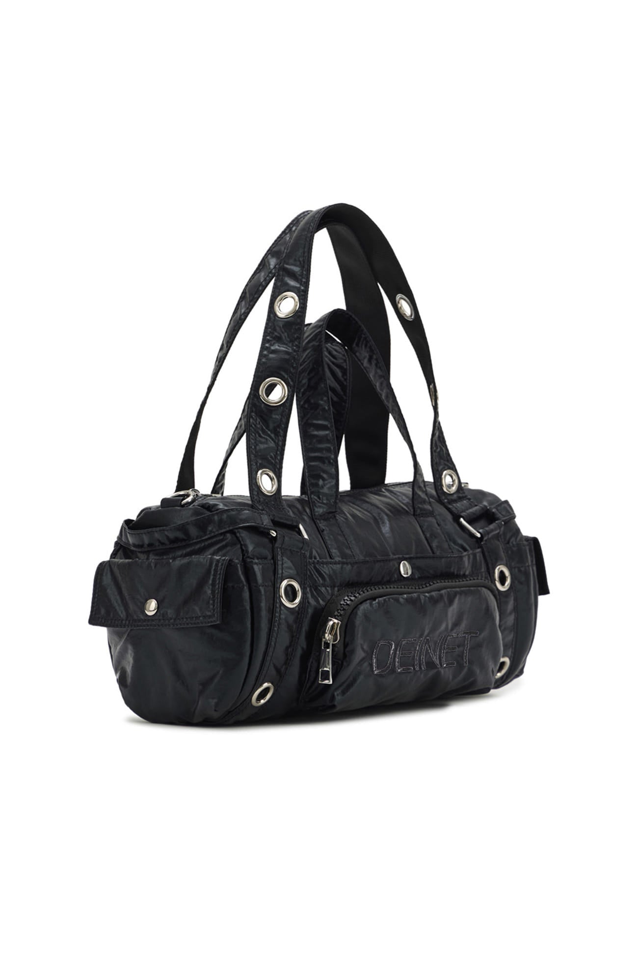 Deinet - Eyelet Glossy Mini Duffle Bag (Black) product image 7 | TRAB K-Fashion Australia