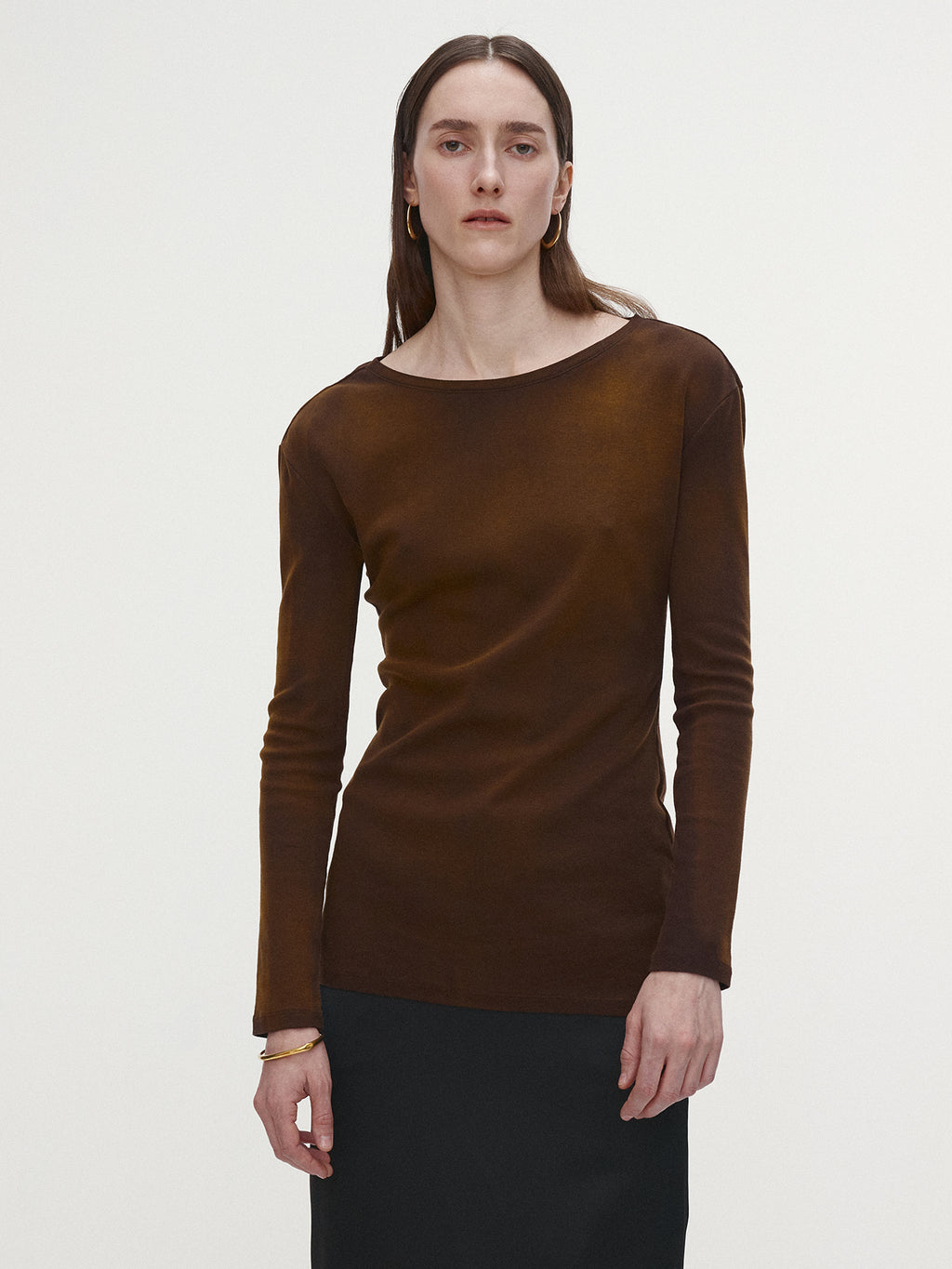 Tonywack - Faded-Effect Cotton Fitted T-Shirt (Brown) product image 6 | TRAB K-Fashion Australia