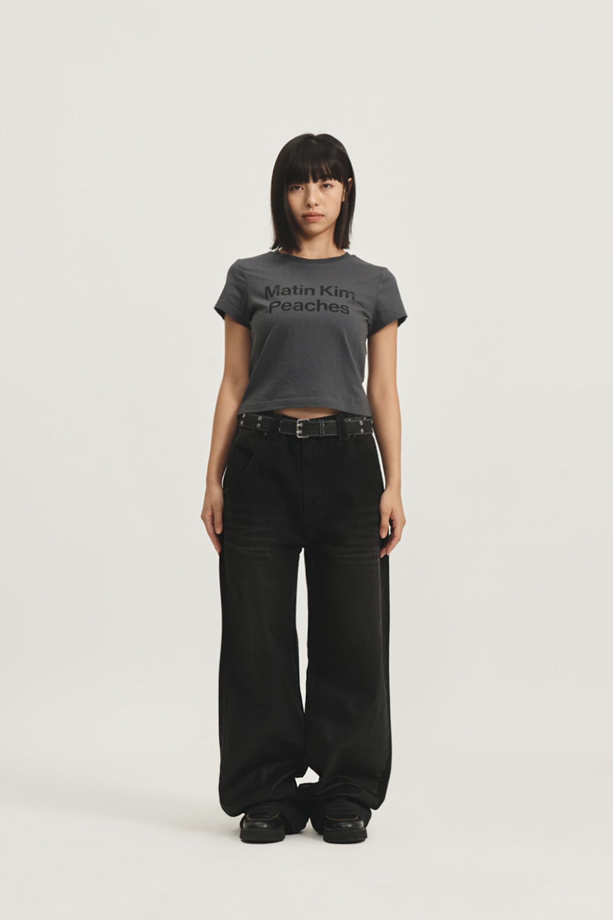 Matin Kim - Peaches Coating Washed Denim Pants (Black) product image 7 | TRAB K-Fashion Australia