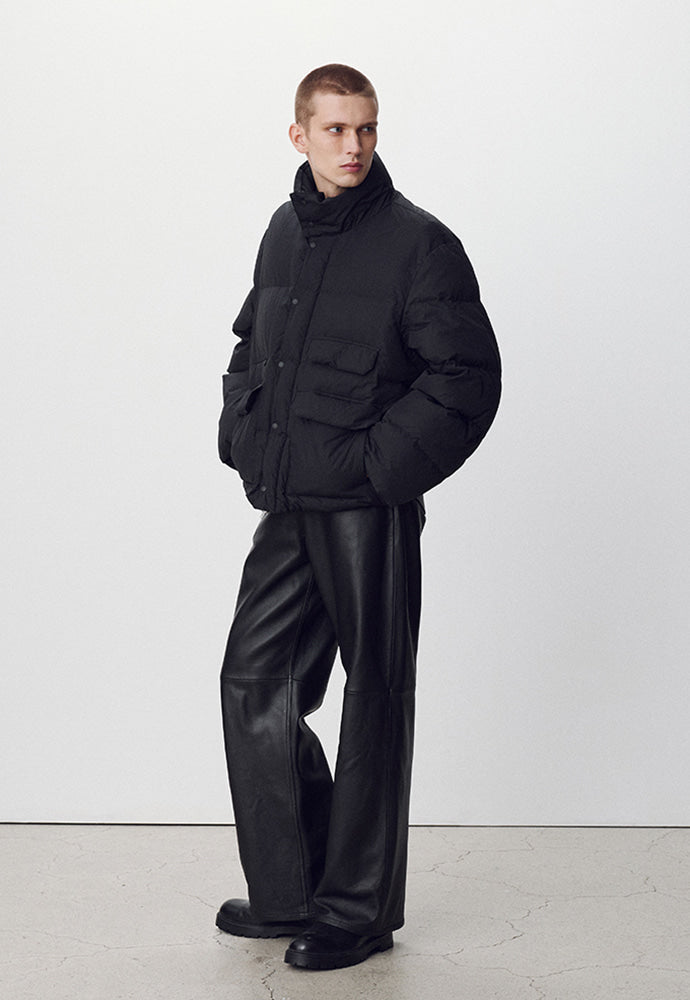 Tonywack - Technical Shell Short Puffer Down Jacket (Detachable Hood) (Black) product image 5 | TRAB K-Fashion Australia