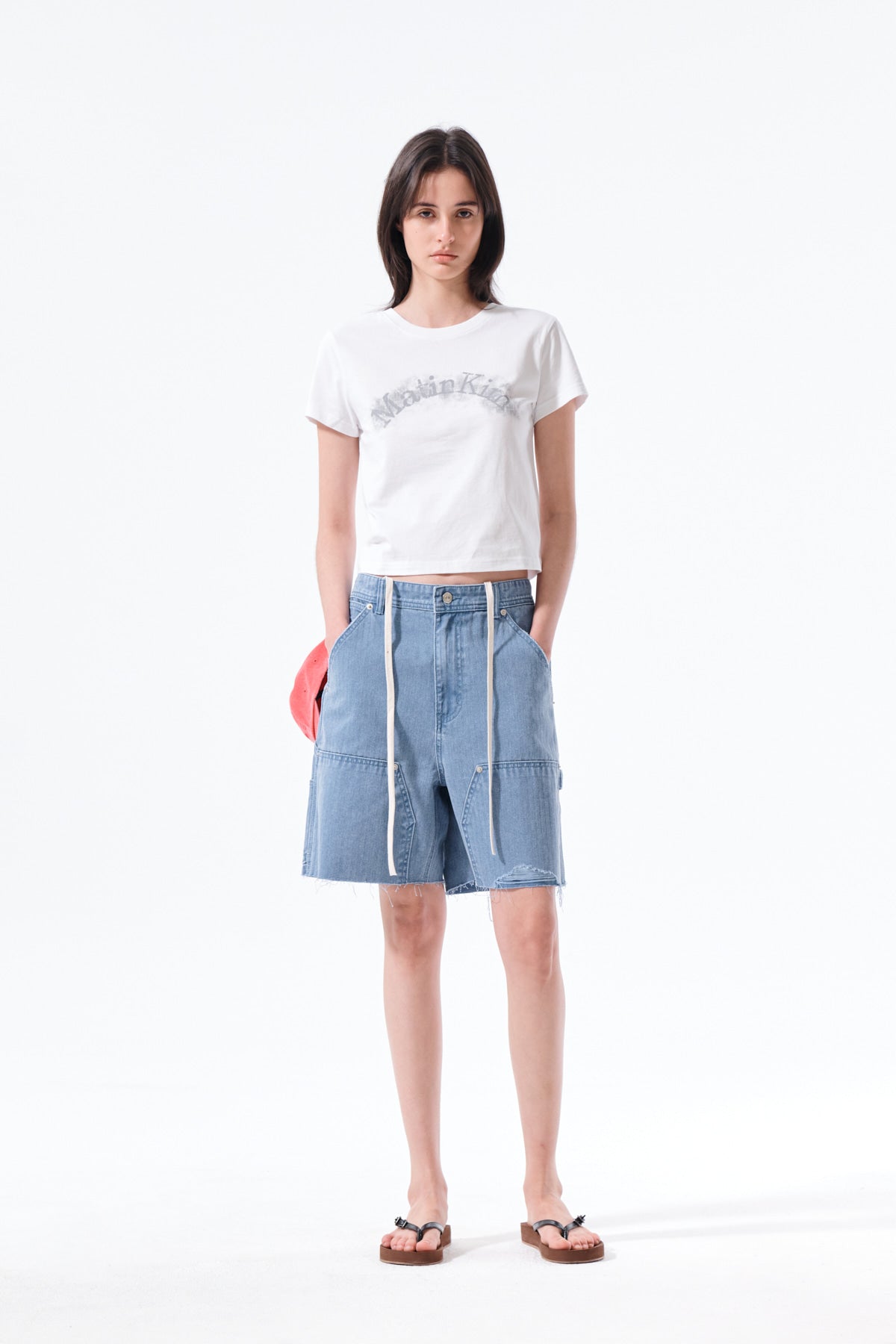 Matin Kim - Matin Kim Arch Logo Crop Top (White) product image 10 | TRAB K-Fashion Australia