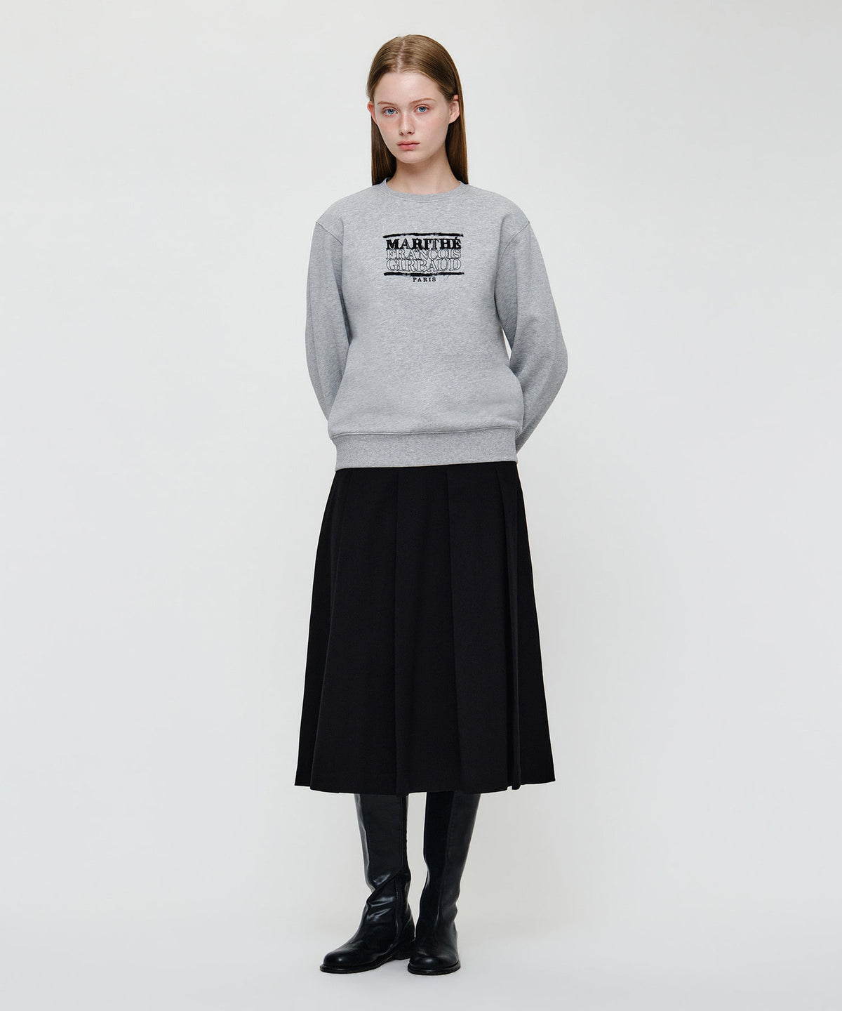 Marithe & Francois Girbaud - Classic Logo Check Applique Sweatshirt (Heather Gray) product image 4 | TRAB K-Fashion Australia