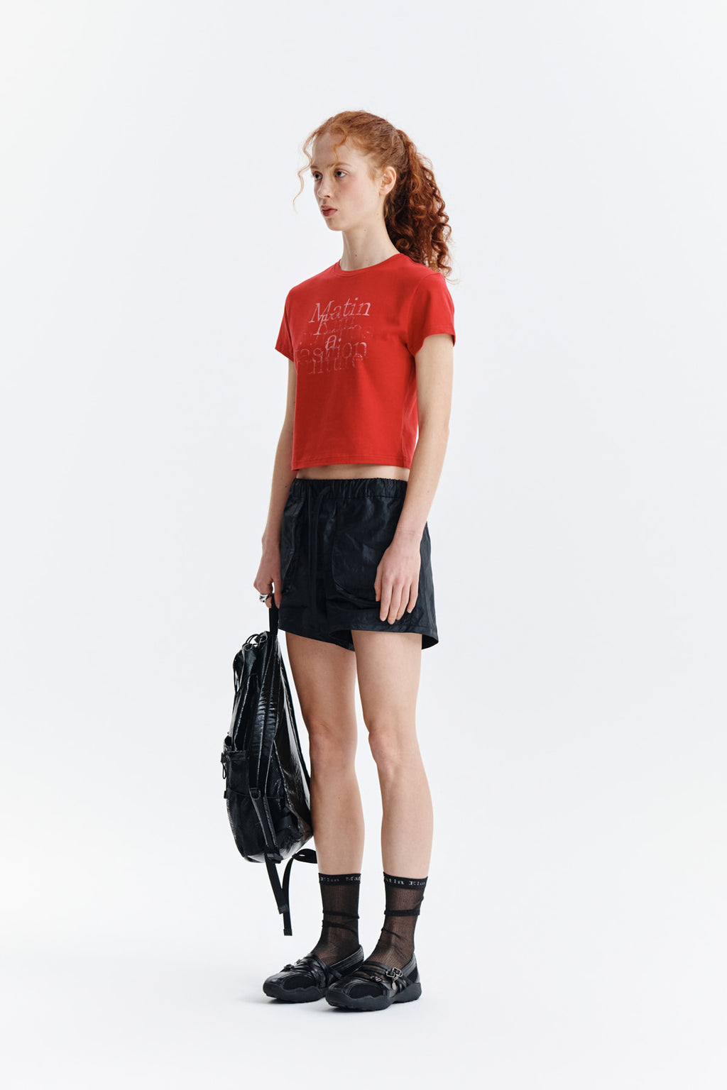 Matin Kim - Dusty Typo Graphic Crop Top (Red) product image 5 | TRAB K-Fashion Australia