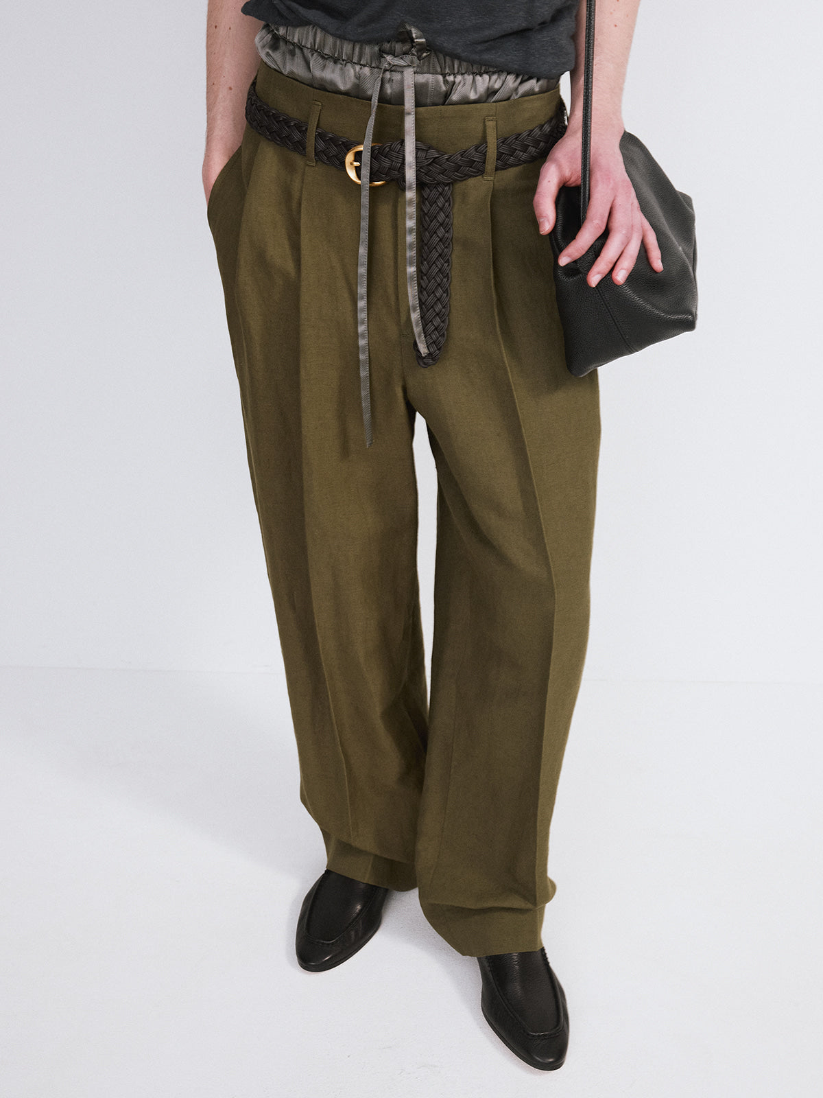 Recto - Linen Blend Pleated Pants (Khaki) product image 3 | TRAB K-Fashion Australia
