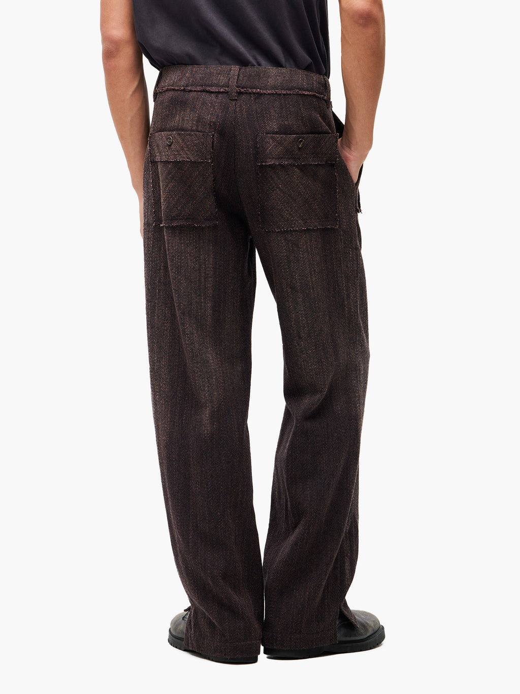 Jiyong Kim - Sun-Bleached Raw-Edge Straight Trousers (Brown) product image 5 | TRAB K-Fashion Australia