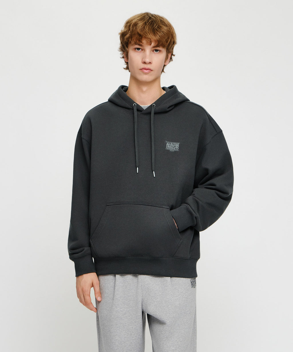 Marithe & Francois Girbaud - Small Classic Logo Oversized Hoodie (brushed) (Charcoal) product image 1 | TRAB K-Fashion Australia