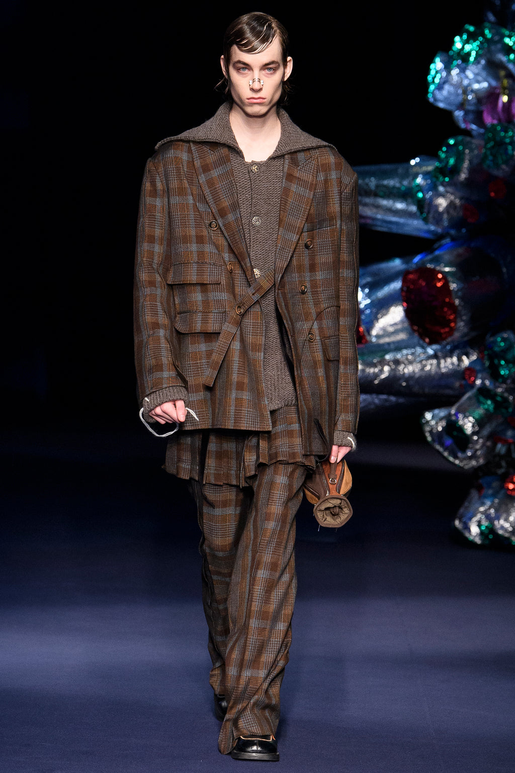 Andersson Bell - Soe Check Wrap Double Breasted Jacket (Brown) product image 5 | TRAB K-Fashion Australia