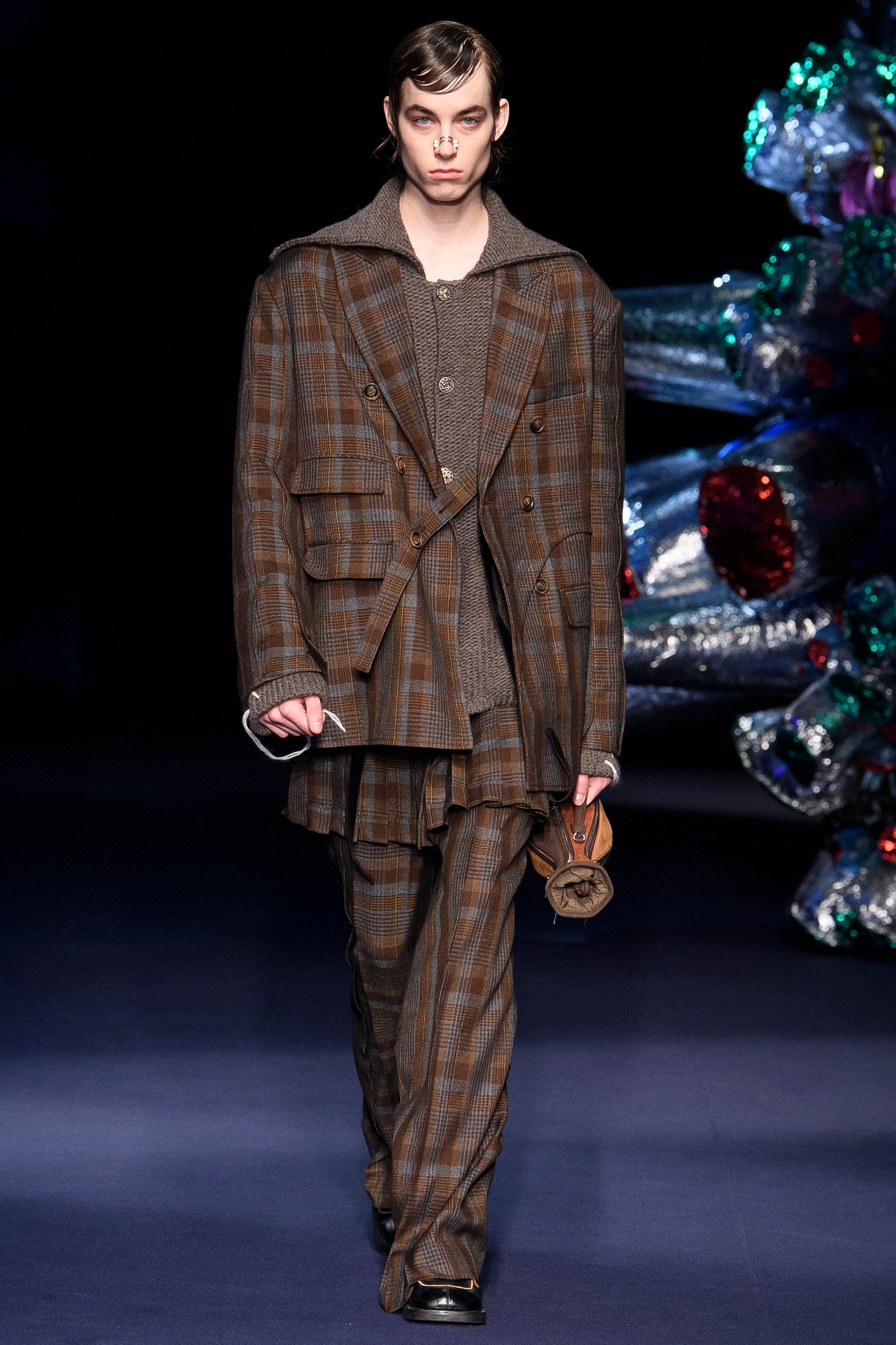 Andersson Bell - Soe Check Wrap Double Breasted Jacket (Brown) product image 5 | TRAB K-Fashion Australia