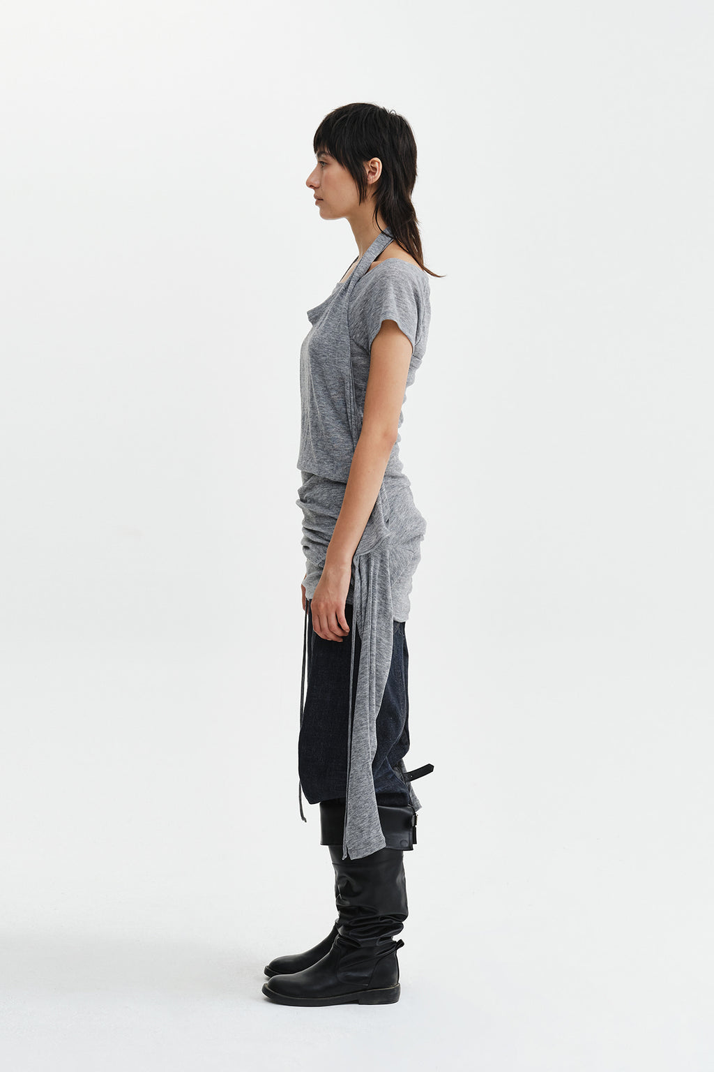 Matin Kim - Two Way Layered Jersey Dress (Grey) product image 7 | TRAB K-Fashion Australia