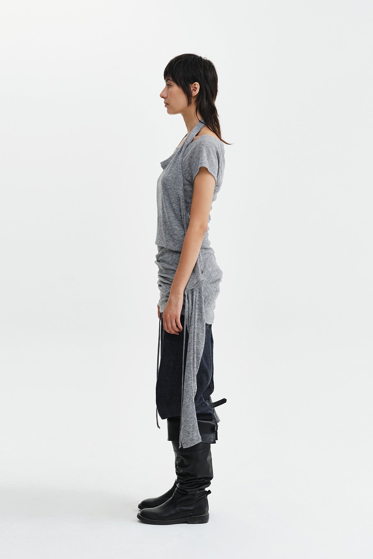 Matin Kim - Two Way Layered Jersey Dress (Grey) product image 7 | TRAB K-Fashion Australia