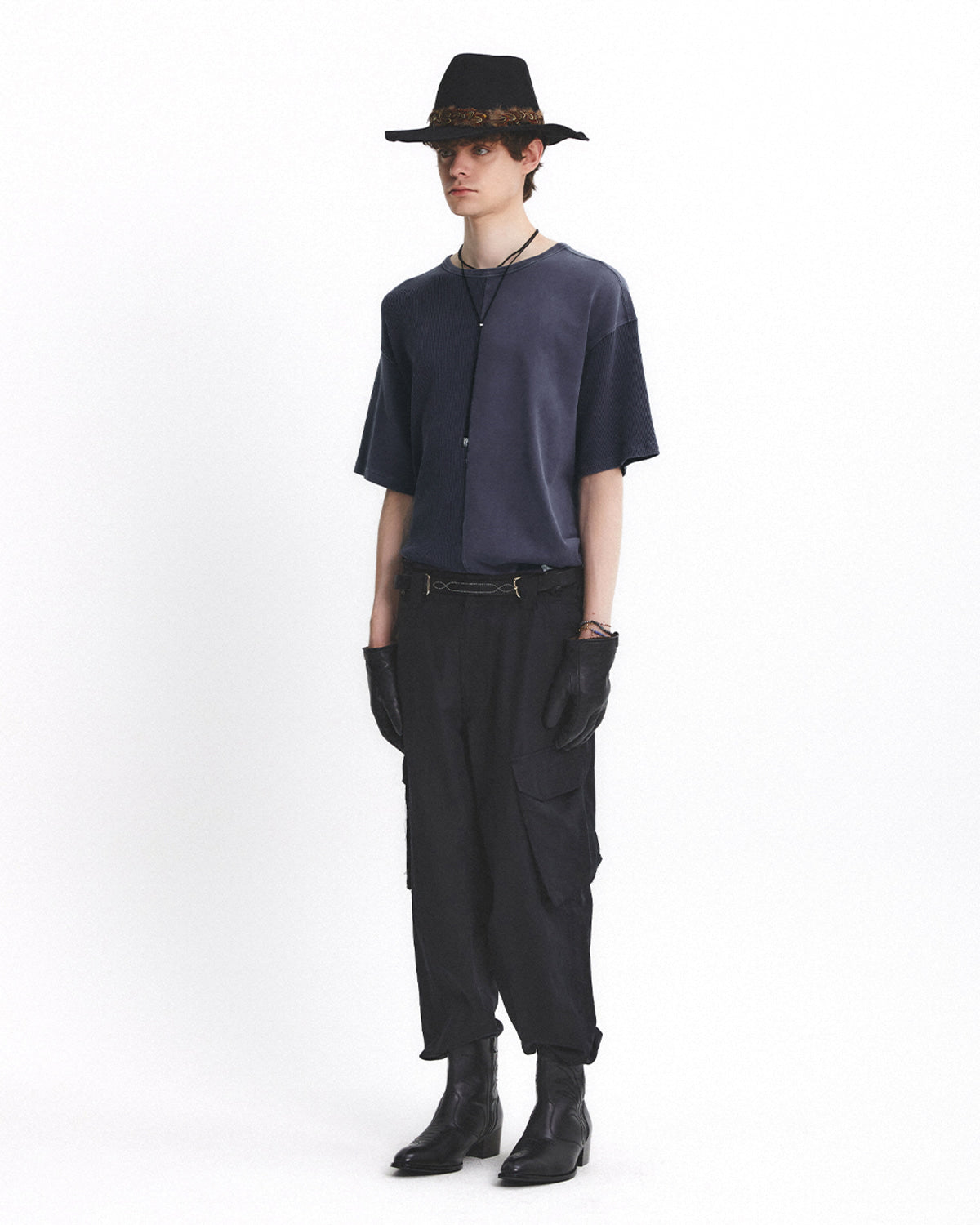 Eastlogue - Multi-fabric Loose Fit T-shirt (Purple) product image 4 | TRAB K-Fashion Australia