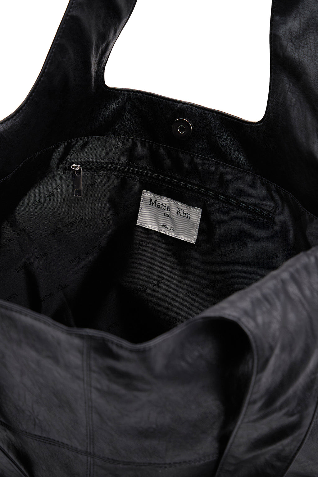 Matin Kim - Side String Leather Big Shoulder Bag (Black) product image 4 | TRAB K-Fashion Australia