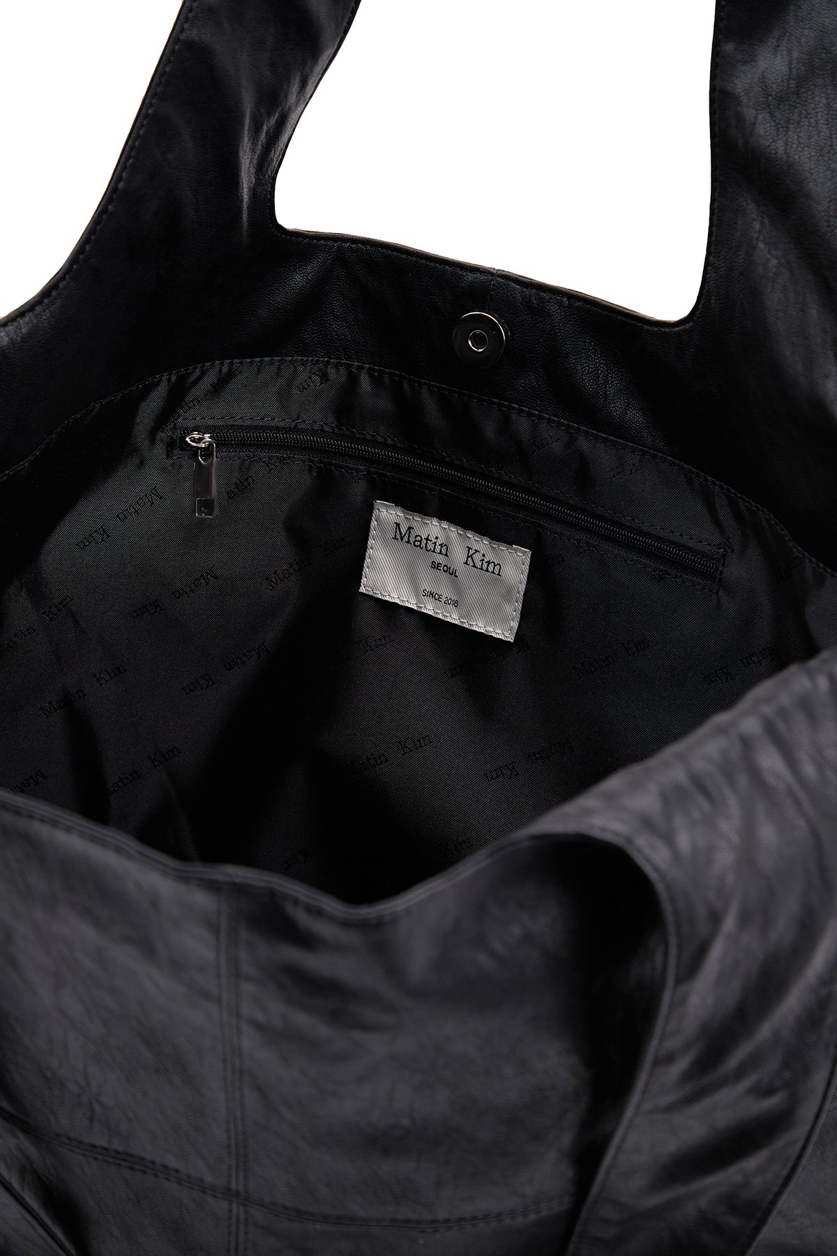 Matin Kim - Side String Leather Big Shoulder Bag (Black) product image 4 | TRAB K-Fashion Australia