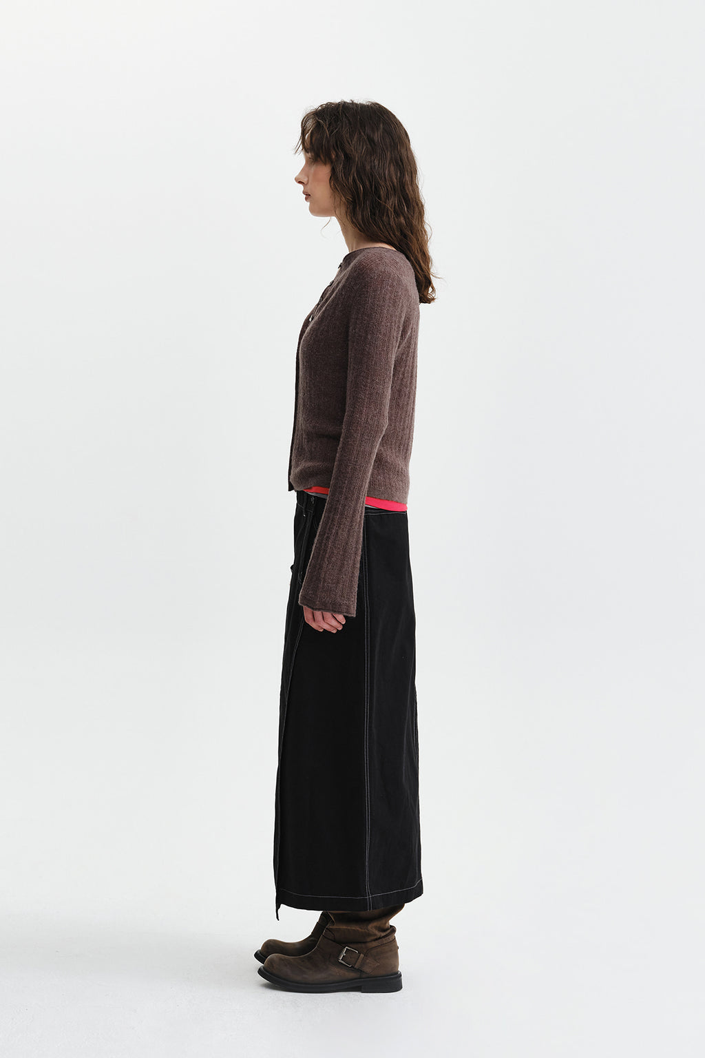 Matin Kim - Two Way Texture Knit Top (Khaki Brown) product image 7 | TRAB K-Fashion Australia