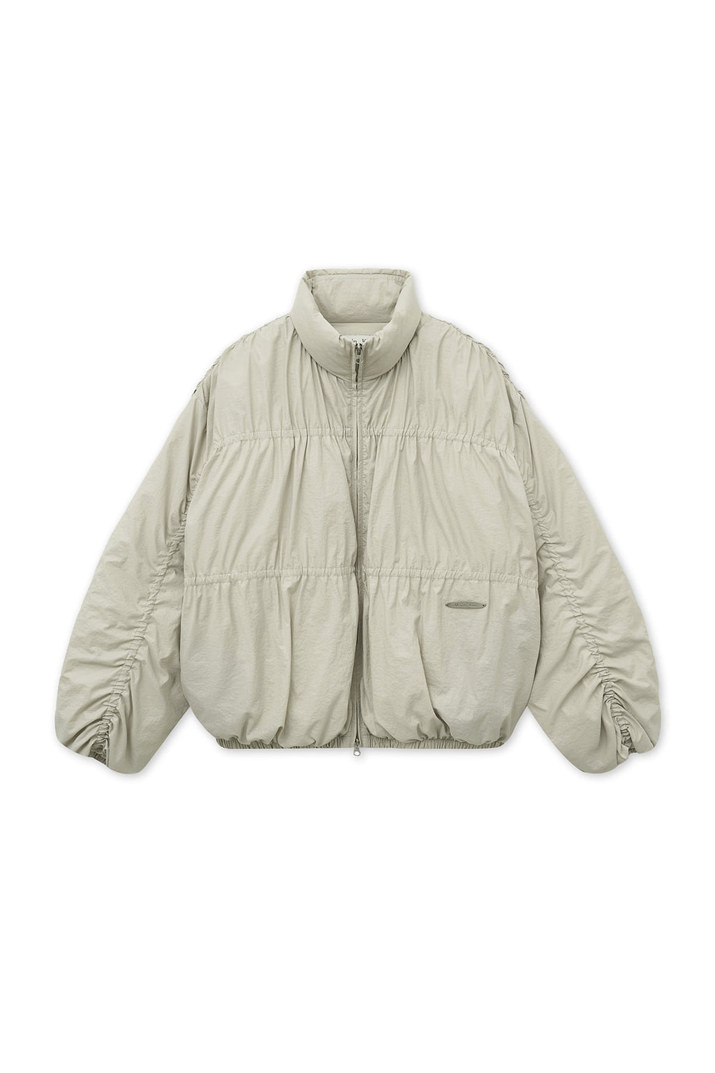 Matin Kim - High Neck Shirring Down Jumper (Light Beige) product image 1 | TRAB K-Fashion Australia