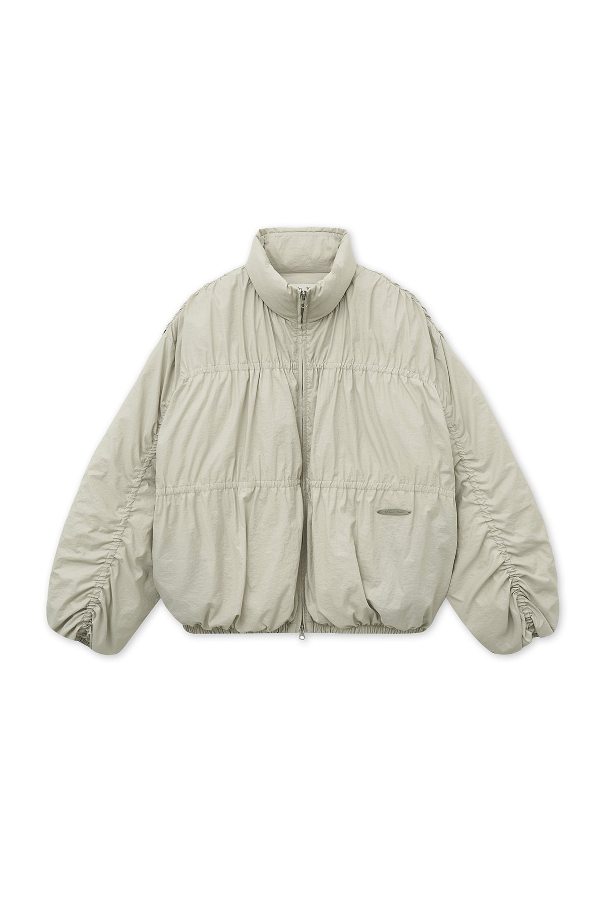 Matin Kim - High Neck Shirring Down Jumper (Light Beige) product image 1 | TRAB K-Fashion Australia