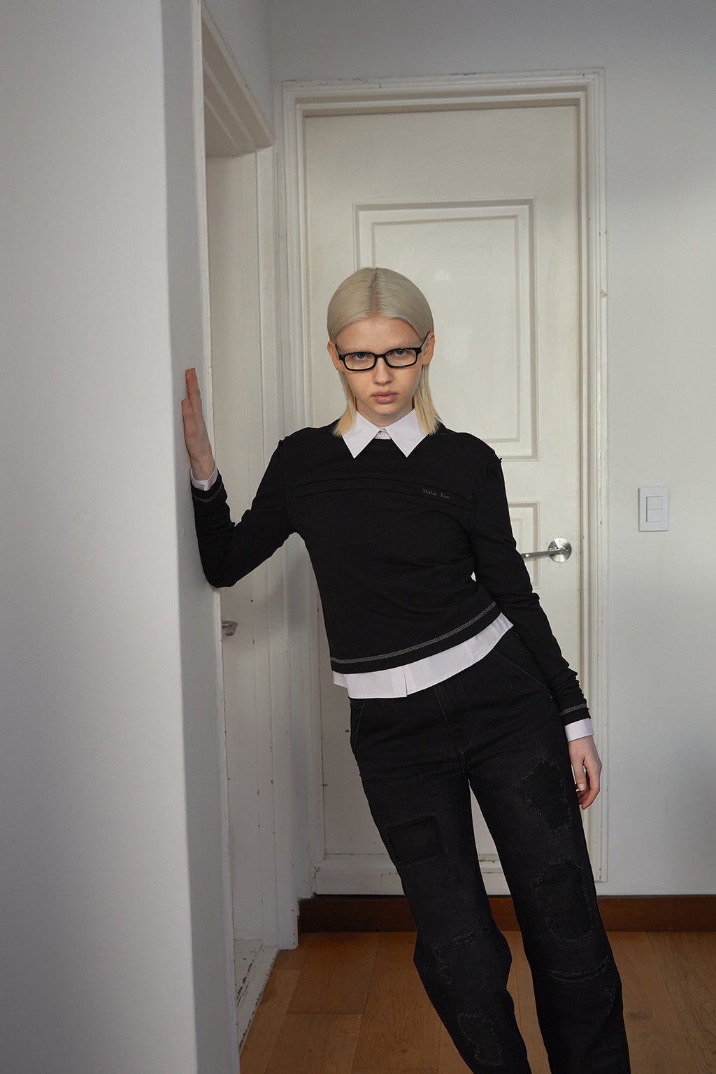 Matin Kim - Damage Patch Denim Pants (Black) product image 12 | TRAB K-Fashion Australia