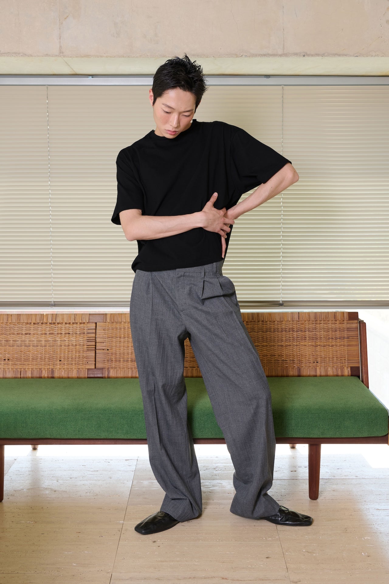 STU - Overlap Crop T-shirt (Black) product image 1 | TRAB K-Fashion Australia