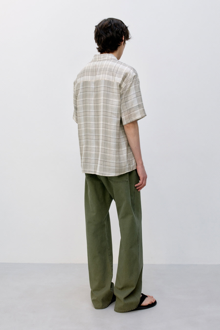 Insilence - Double Cloth Check Shirt (Mint Beige) product image 4 | TRAB K-Fashion Australia