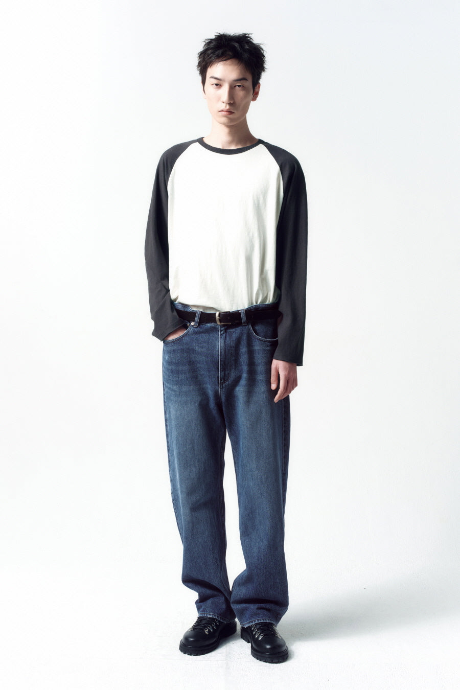 Insilence - Semi-Wide Denim Pants (Mid Blue) product image 4 | TRAB K-Fashion Australia