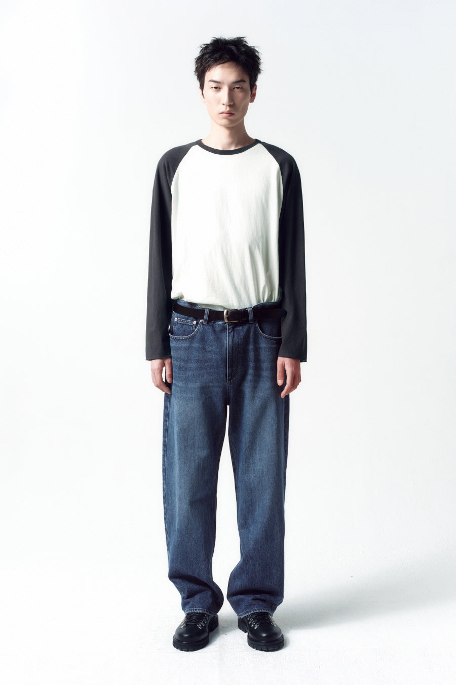 Insilence - Semi-Wide Denim Pants (Mid Blue) product image 1 | TRAB K-Fashion Australia