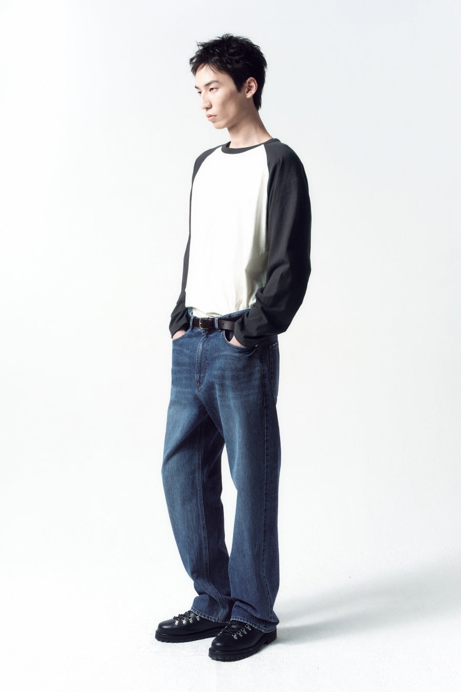 Insilence - Semi-Wide Denim Pants (Mid Blue) product image 2 | TRAB K-Fashion Australia