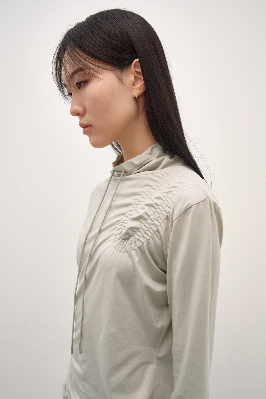 Insilence - Shirred High-Neck Top (Ash Khaki) product image 5 | TRAB K-Fashion Australia