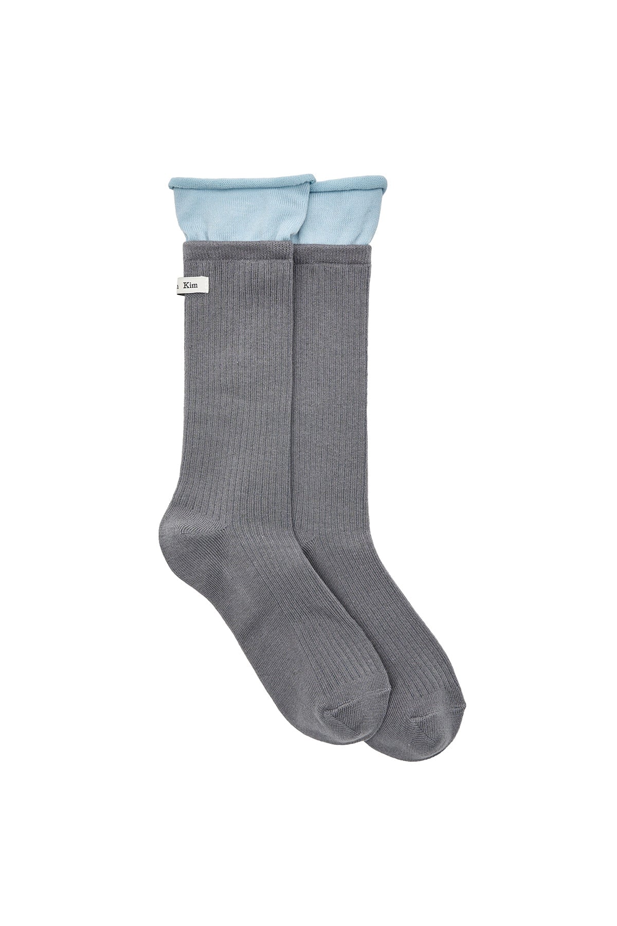Matin Kim - Two Tone Layered Socks (Charcoal) product image 5 | TRAB K-Fashion Australia