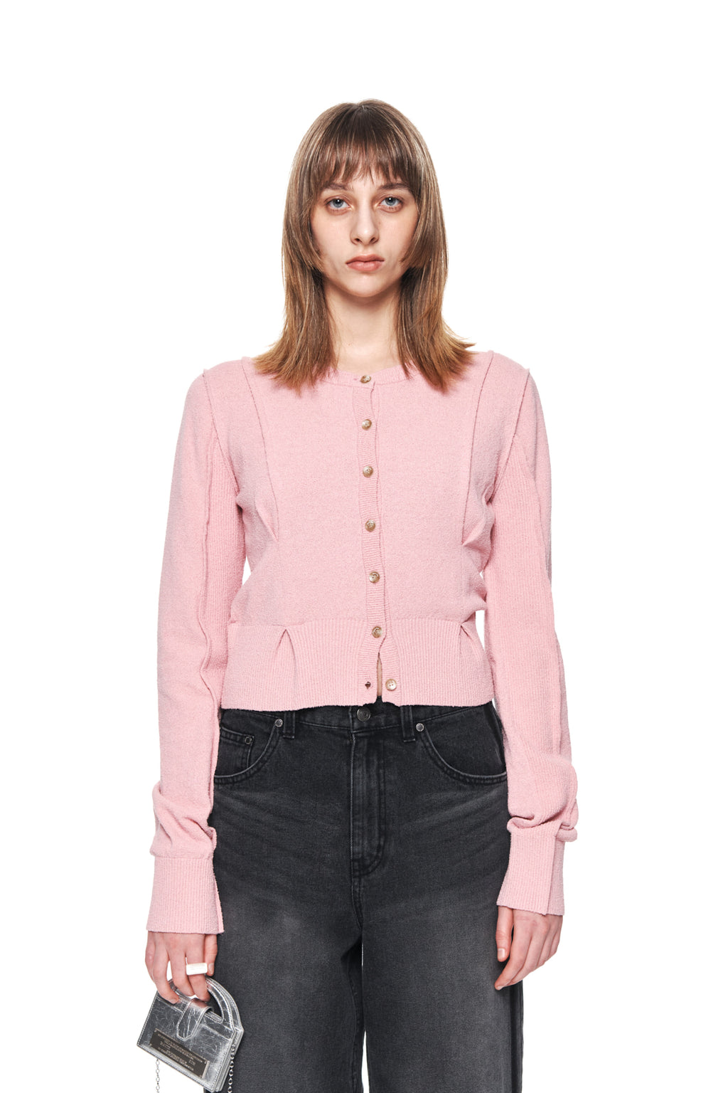 Matin Kim - Pintuck Point Knit Cardigan (Pink) product image 5 | TRAB K-Fashion Australia