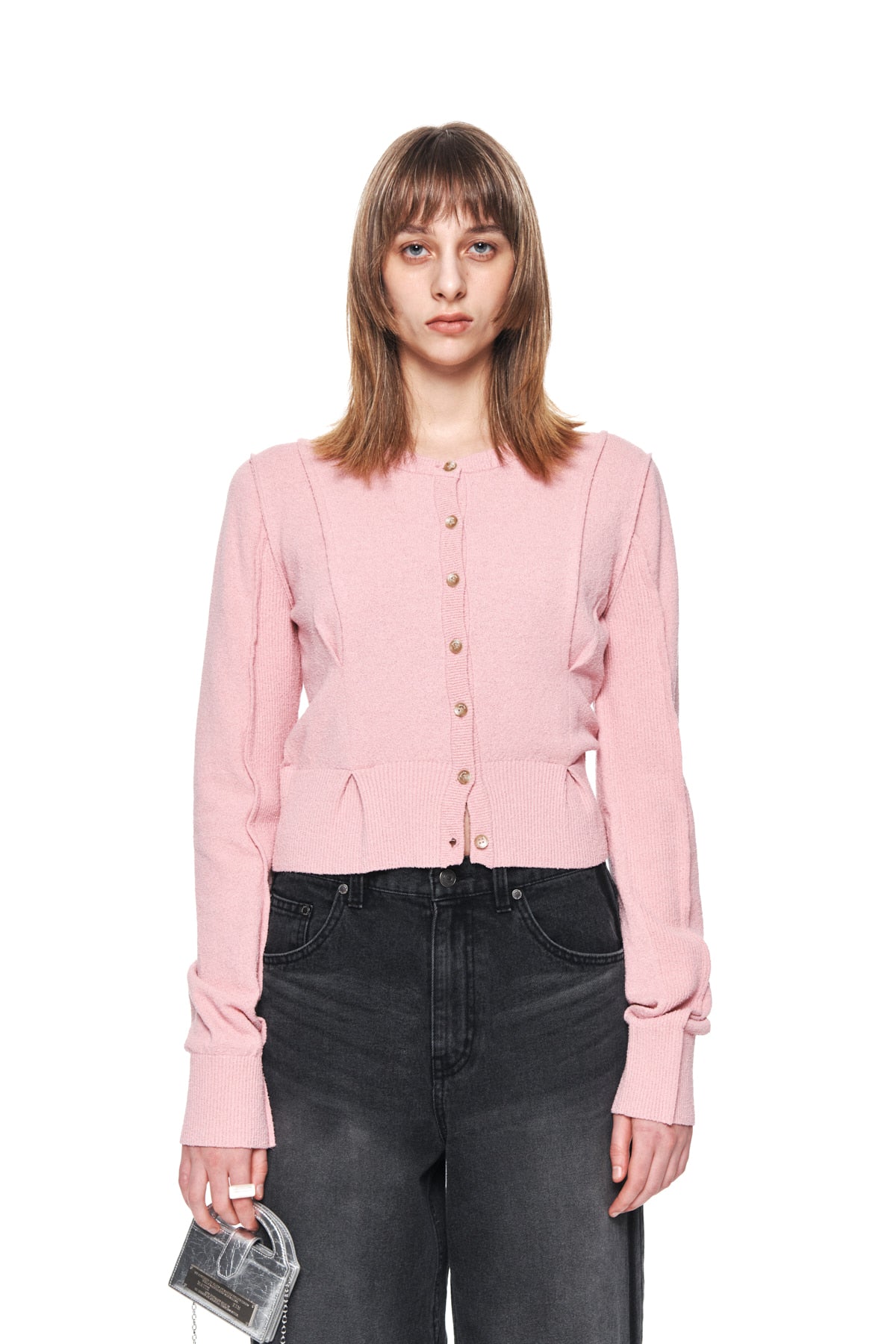 Matin Kim - Pintuck Point Knit Cardigan (Pink) product image 5 | TRAB K-Fashion Australia