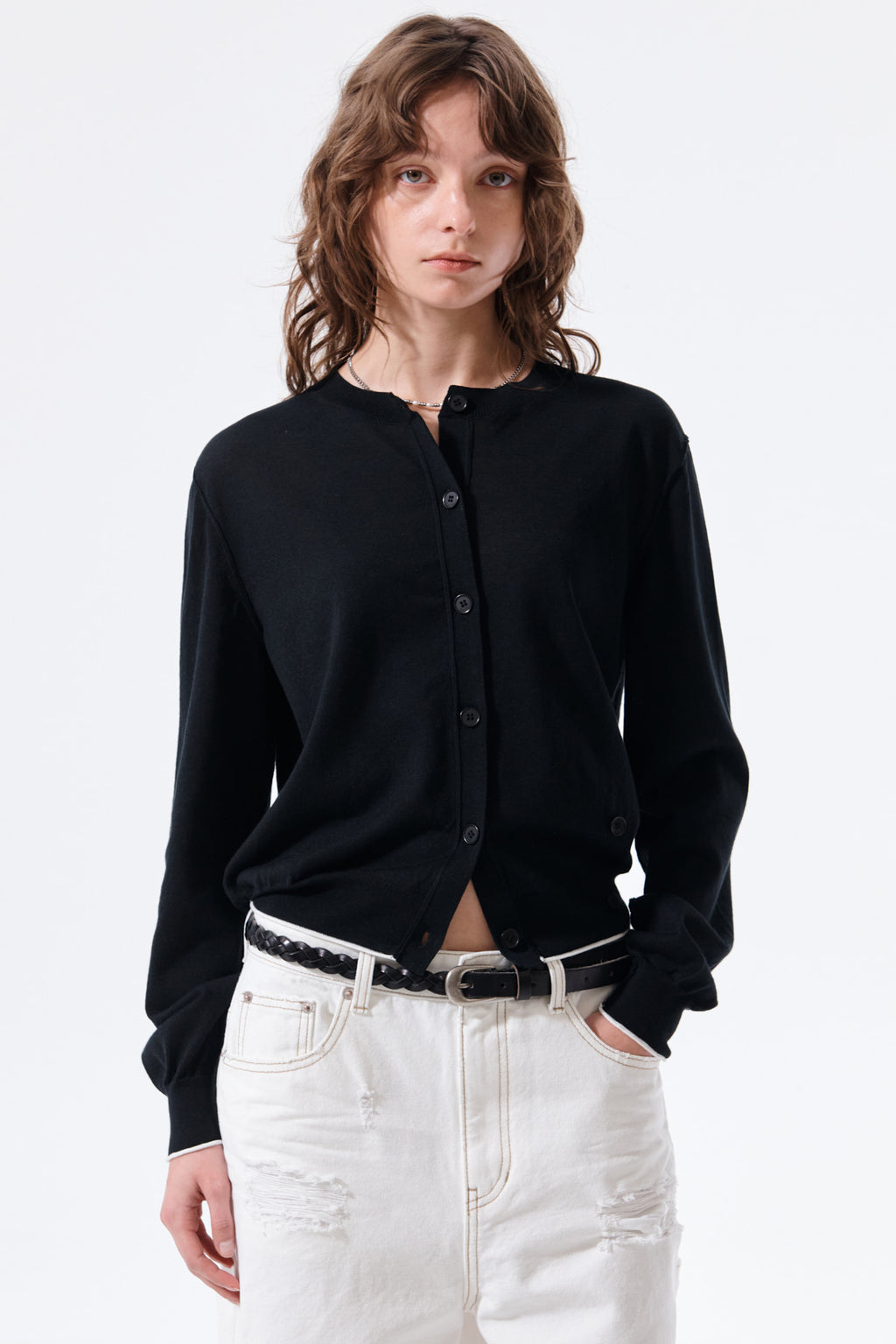 Matin Kim - Back Logo Sheer Cardigan (Black) product image 11 | TRAB K-Fashion Australia