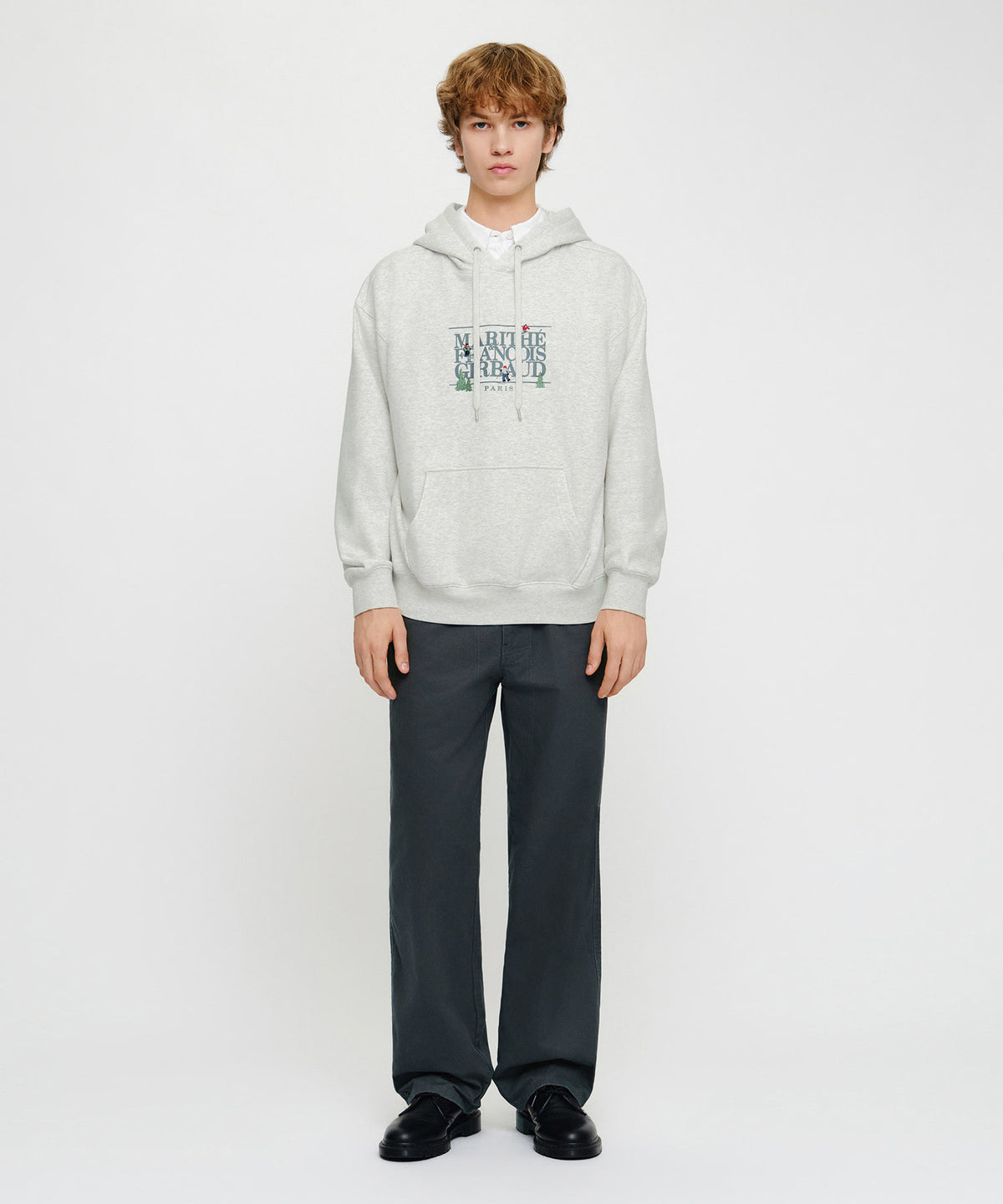 Marithe & Francois Girbaud - Alpes Classic Logo Oversized Hoodie (brushed) (Light Heather Gray) product image 4 | TRAB K-Fashion Australia