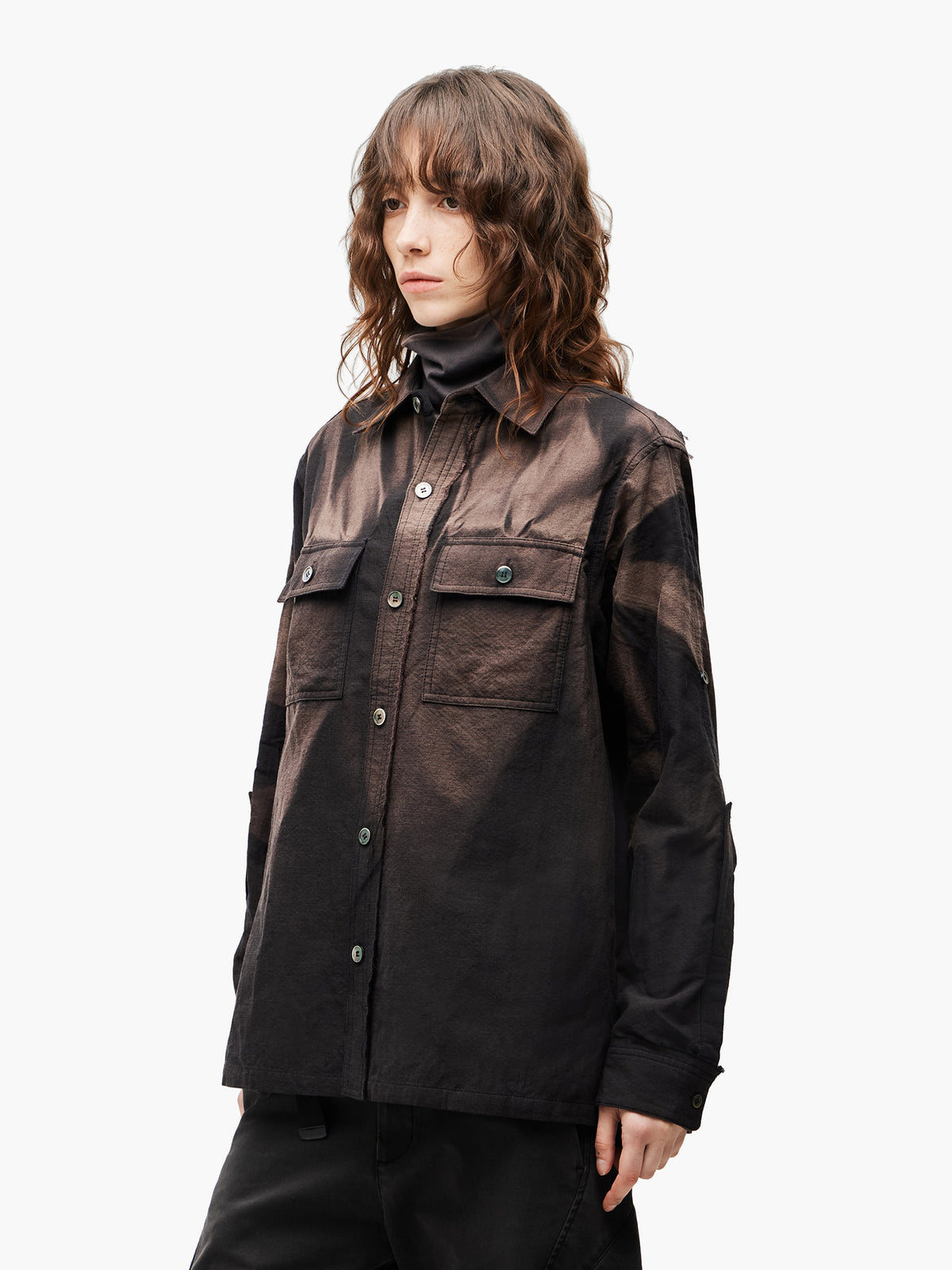 Jiyong Kim - Sun-Bleached Raw-Edge Shirt (Black) product image 4 | TRAB K-Fashion Australia