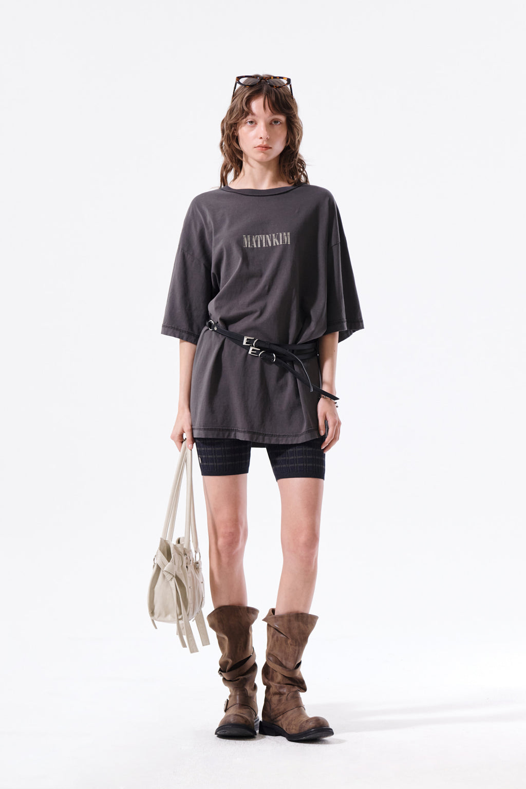 Matin Kim - Vintage Lettering Graffiti Top (Charcoal) product image 10 | TRAB K-Fashion Australia