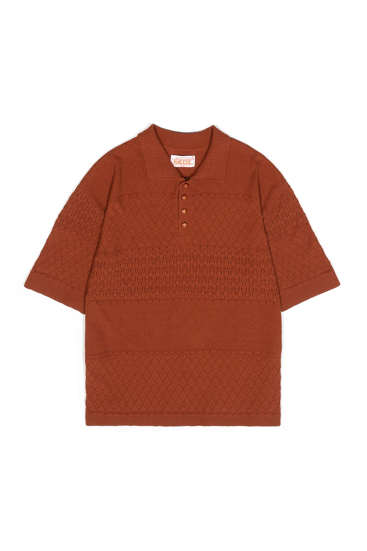 Ioedle - Mesh Short Sleeve Collared Knit (Brown) product image 2 | TRAB K-Fashion Australia