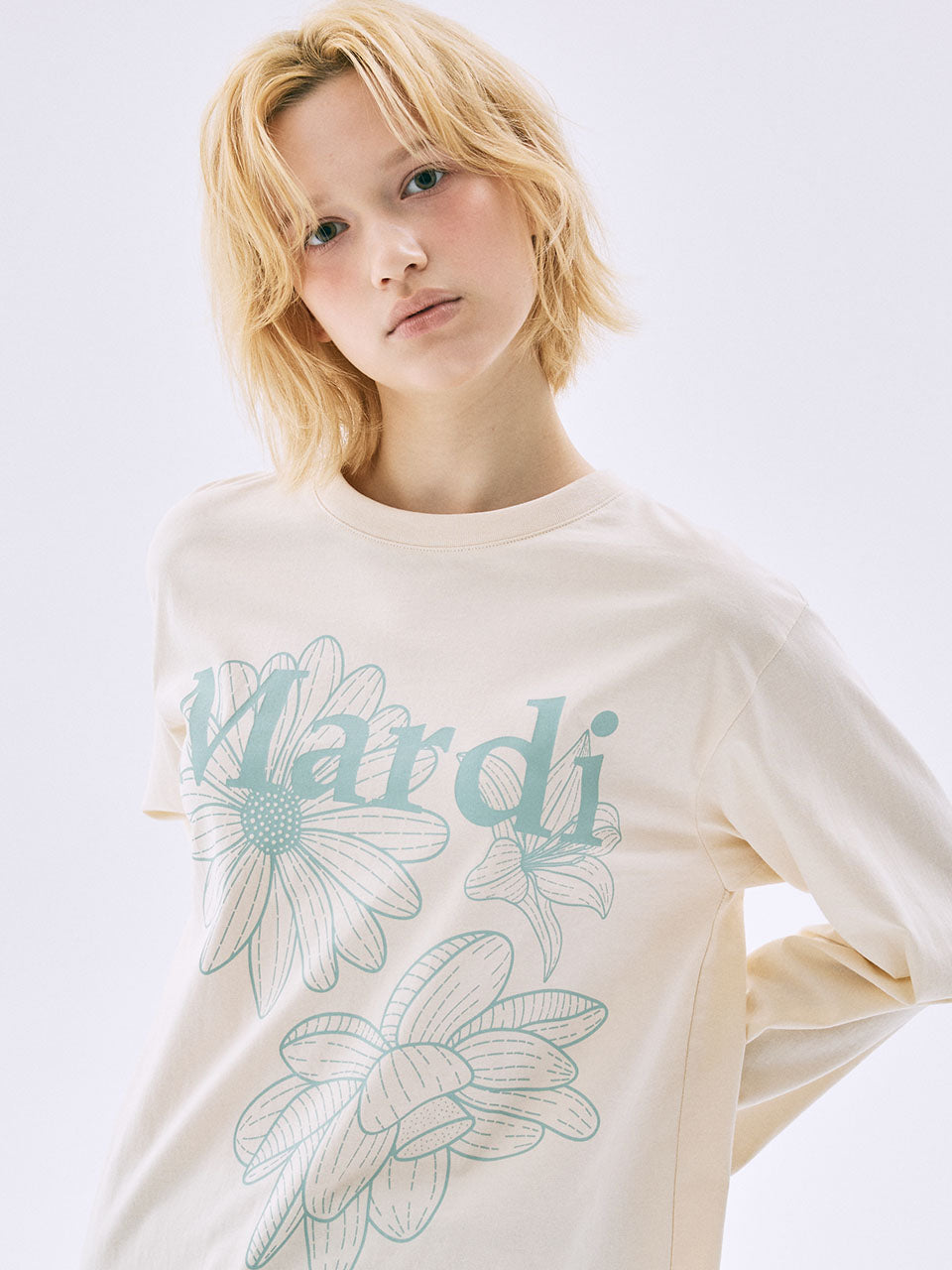 Mardi Mercredi - Tshirt Long Sleeve Triple Flower (Butter Mossgreen) product image 1 | TRAB K-Fashion Australia