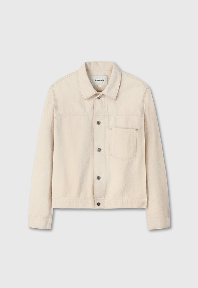 Tonywack - Cropped Single Pocket Denim Jacket (Ecru) product image 5 | TRAB K-Fashion Australia