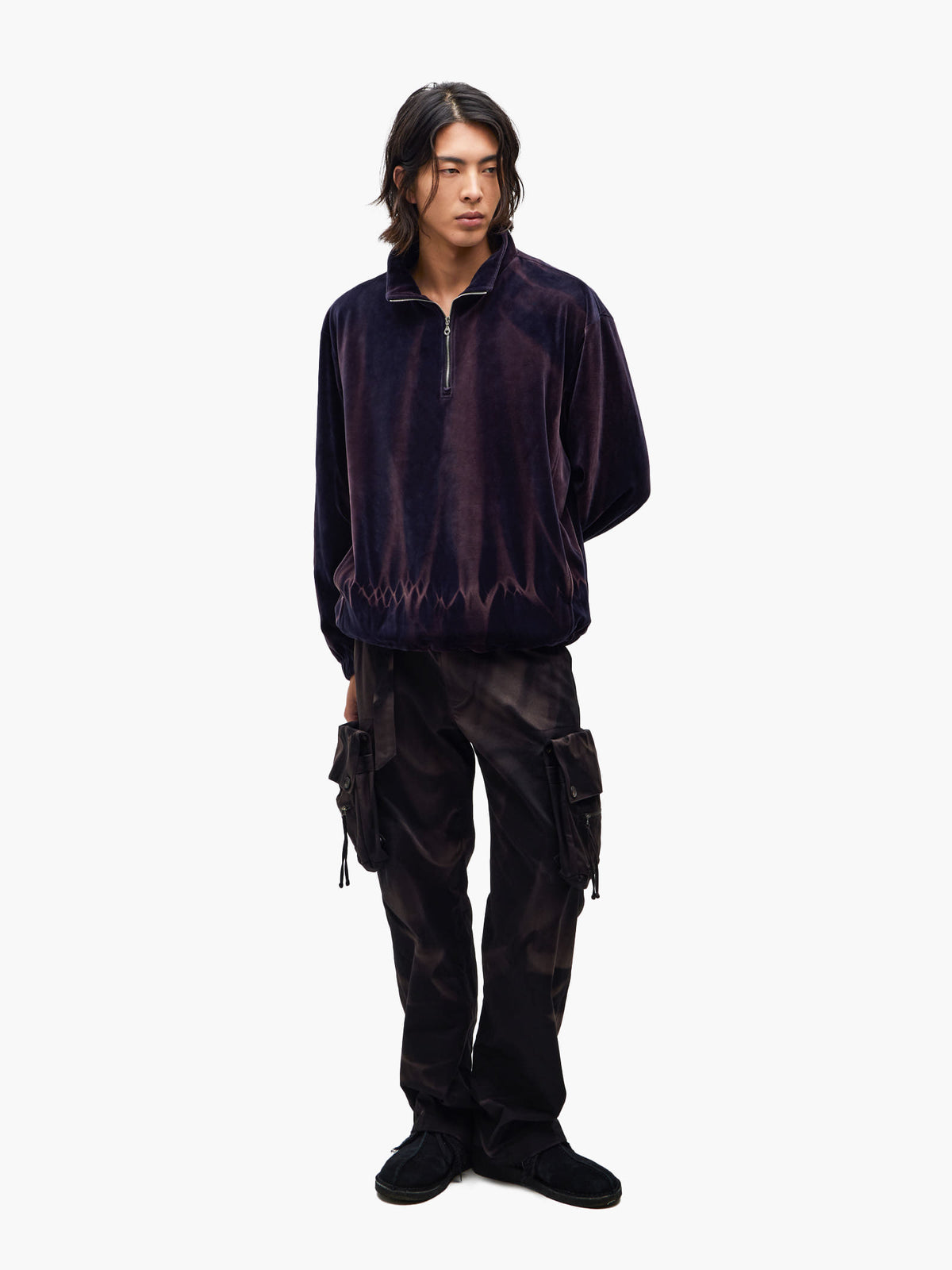 Jiyong Kim - Sun-Bleached Half-Zip Sweatshirt (Navy) product image 1 | TRAB K-Fashion Australia