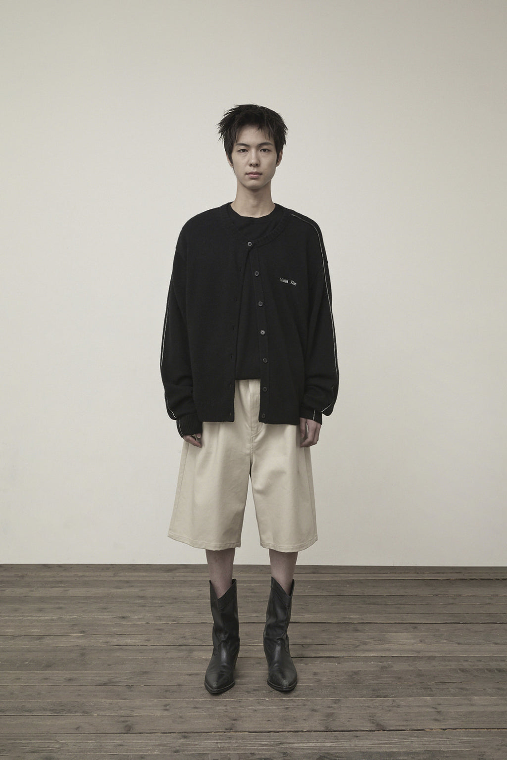 Matin Kim - Cashmere Blended Round Knit Cardigan (Black) product image 5 | TRAB K-Fashion Australia