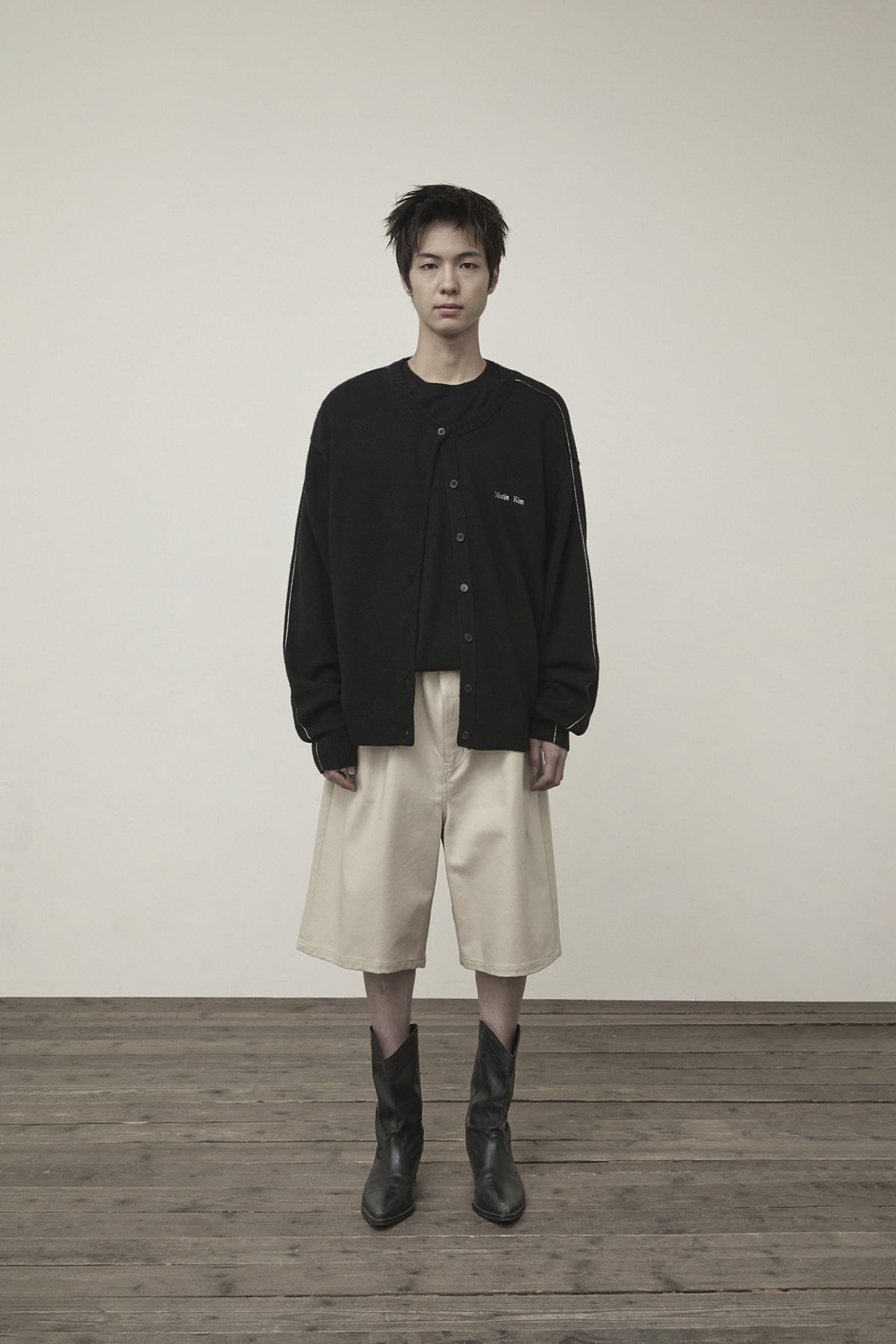 Matin Kim - Cashmere Blended Round Knit Cardigan (Black) product image 5 | TRAB K-Fashion Australia