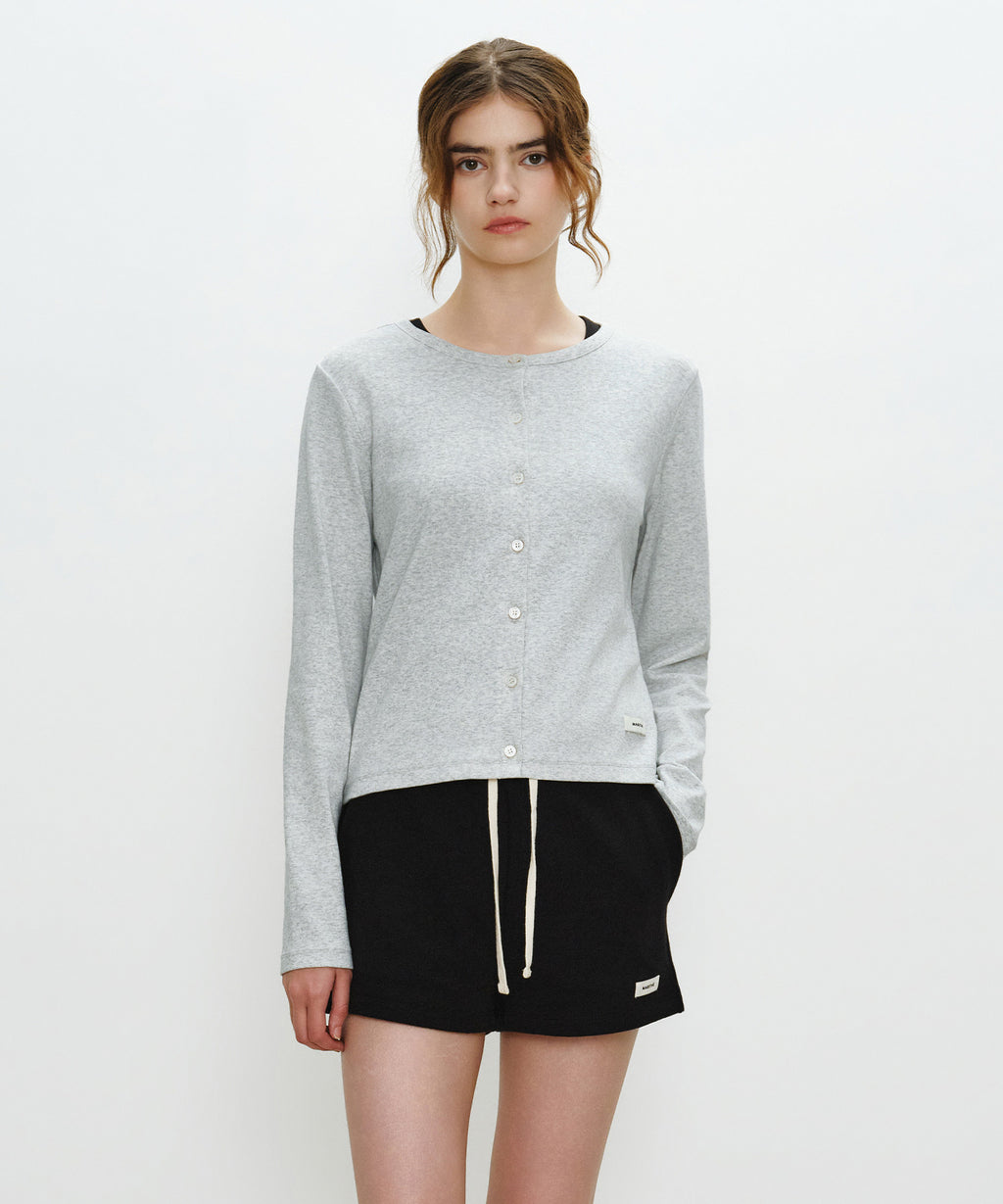 Marithe & Francois Girbaud - Basic Cotton Cardigan (Light Heather Gray) product image 1 | TRAB K-Fashion Australia