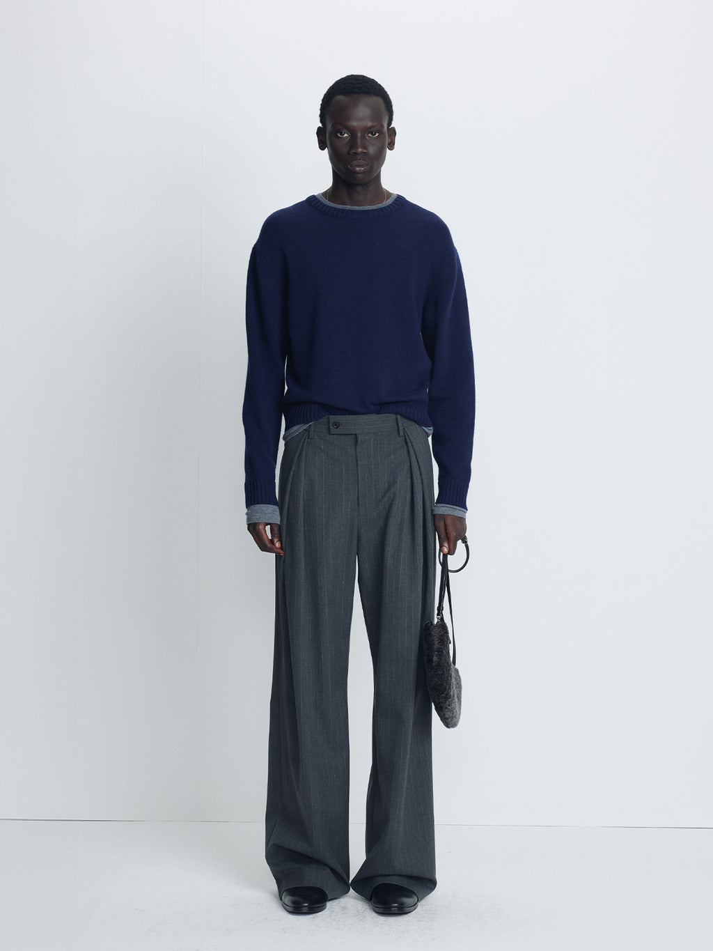 Tonywack - Wool And Cashmere Layered Knit (Navy/Grey) product image 2 | TRAB K-Fashion Australia