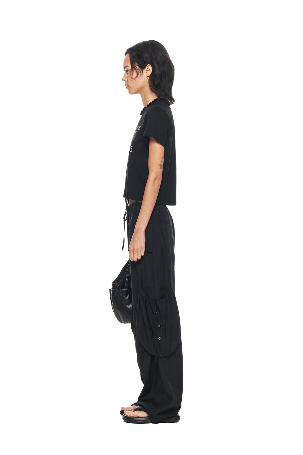 Matin Kim - String Point Big Pocket Cargo Pants (Black) product image 6 | TRAB K-Fashion Australia