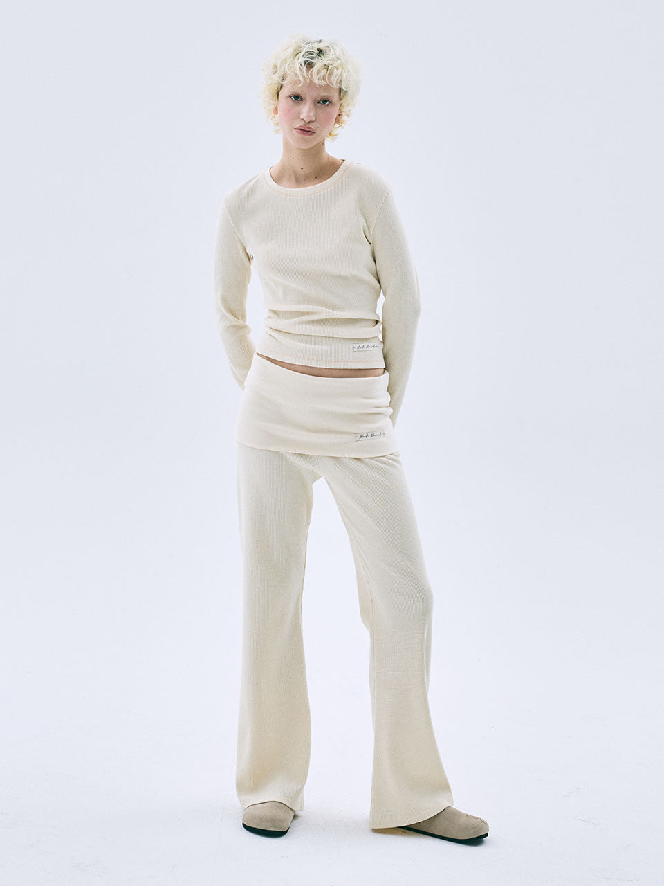 Mardi Mercredi - Waffle Pants Foldover Waist (Butter) product image 1 | TRAB K-Fashion Australia
