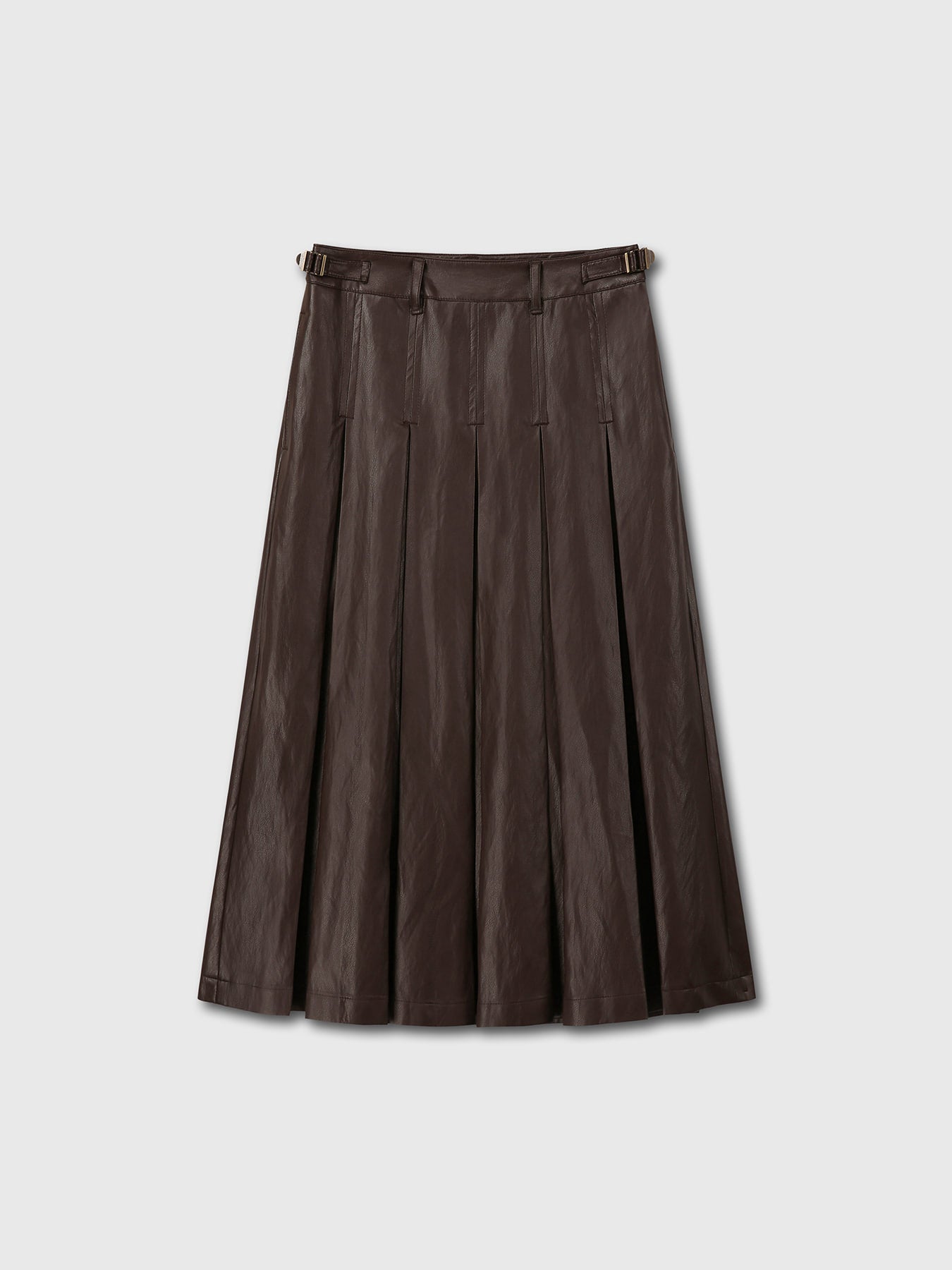 Tonywack - Faux Leather Pleated Midi Skirt (Brown) product image 7 | TRAB K-Fashion Australia