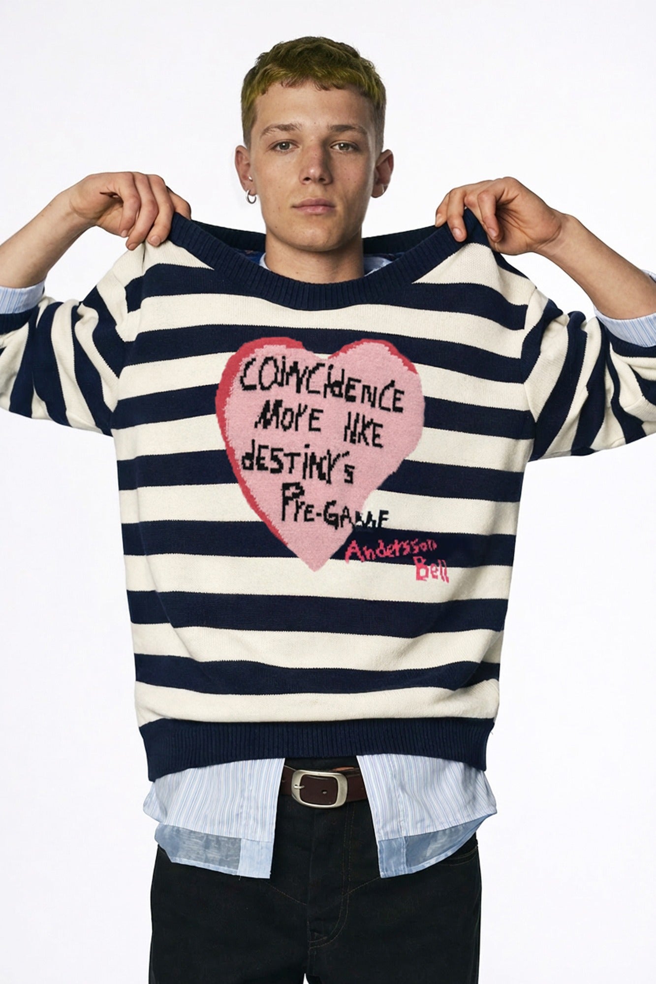 Andersson Bell - Boy's Heart Message Crew-Neck Sweater (Navy/Ivory) product image 1 | TRAB K-Fashion Australia
