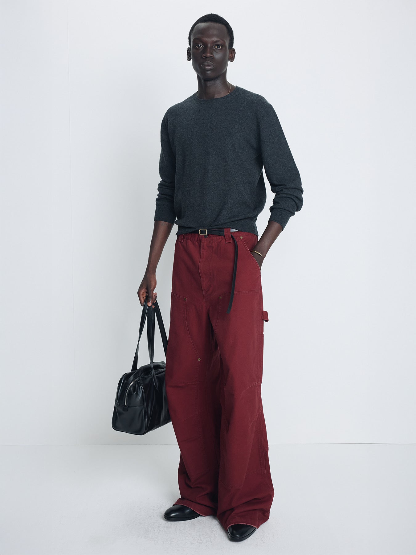 Tonywack - Garment Washed Wide Leg Carpenter Pants (Faded Maroon) product image 3 | TRAB K-Fashion Australia