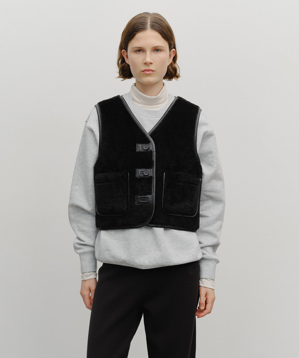 Marithe & Francois Girbaud - Faux Leather Mustang Crop Vest (Black) product image 1 | TRAB K-Fashion Australia